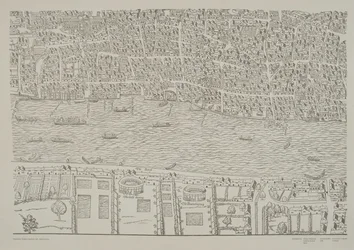 Mappa di Londra, che mostra il giardino per la lotta con gli orsi a Southwark, c.1561